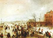Hendrick Avercamp, A Scene on the Ice near a Town